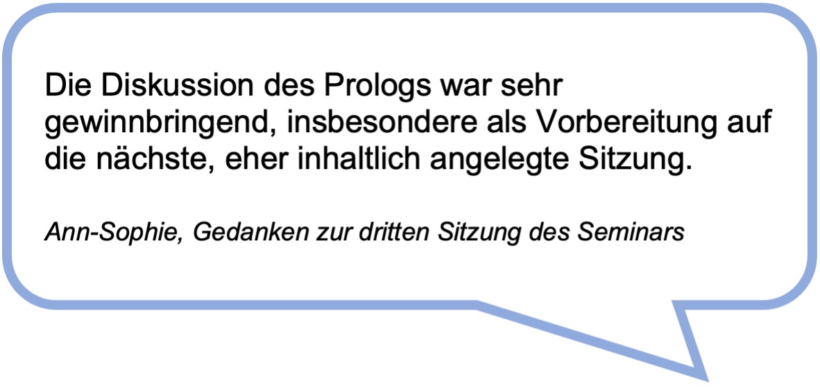 Das Bild zeigt das Statement einer Studentin aus dem Blog zum Seminar.