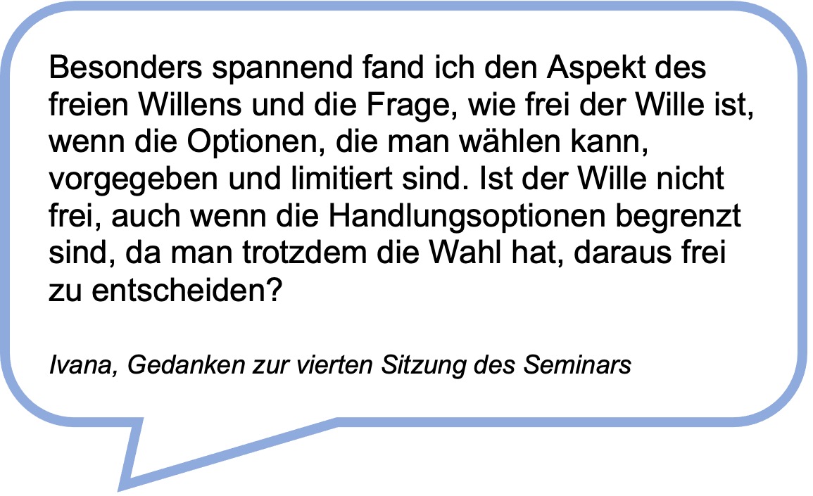 Das Bild zeigt das Statement eines Studenten aus dem Blog zum Seminar.